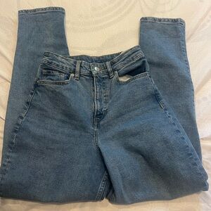 Medium washed high waisted jeans straight boot cut jeans